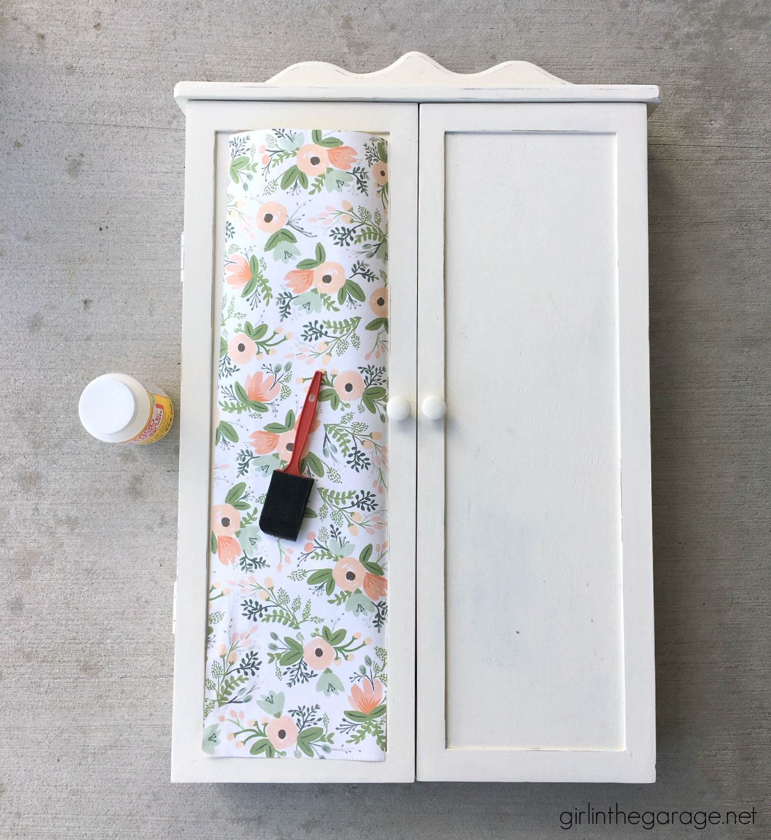 Pretty Papered Cabinet Makeover - Girl in the Garage®