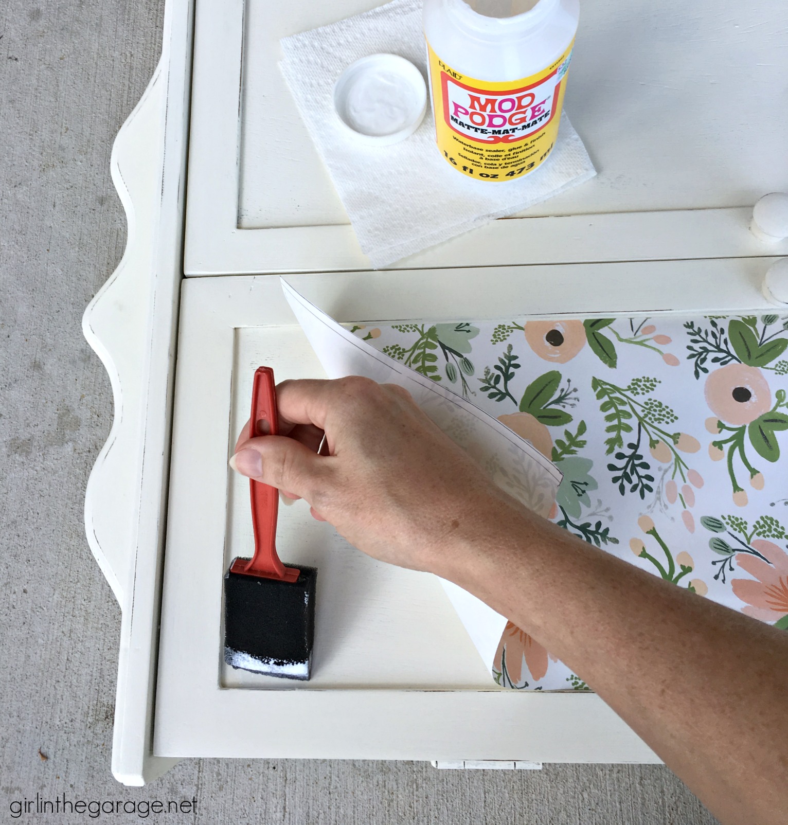 Decoupage Furniture Using Fabric and Spray Adhesive - Petticoat Junktion