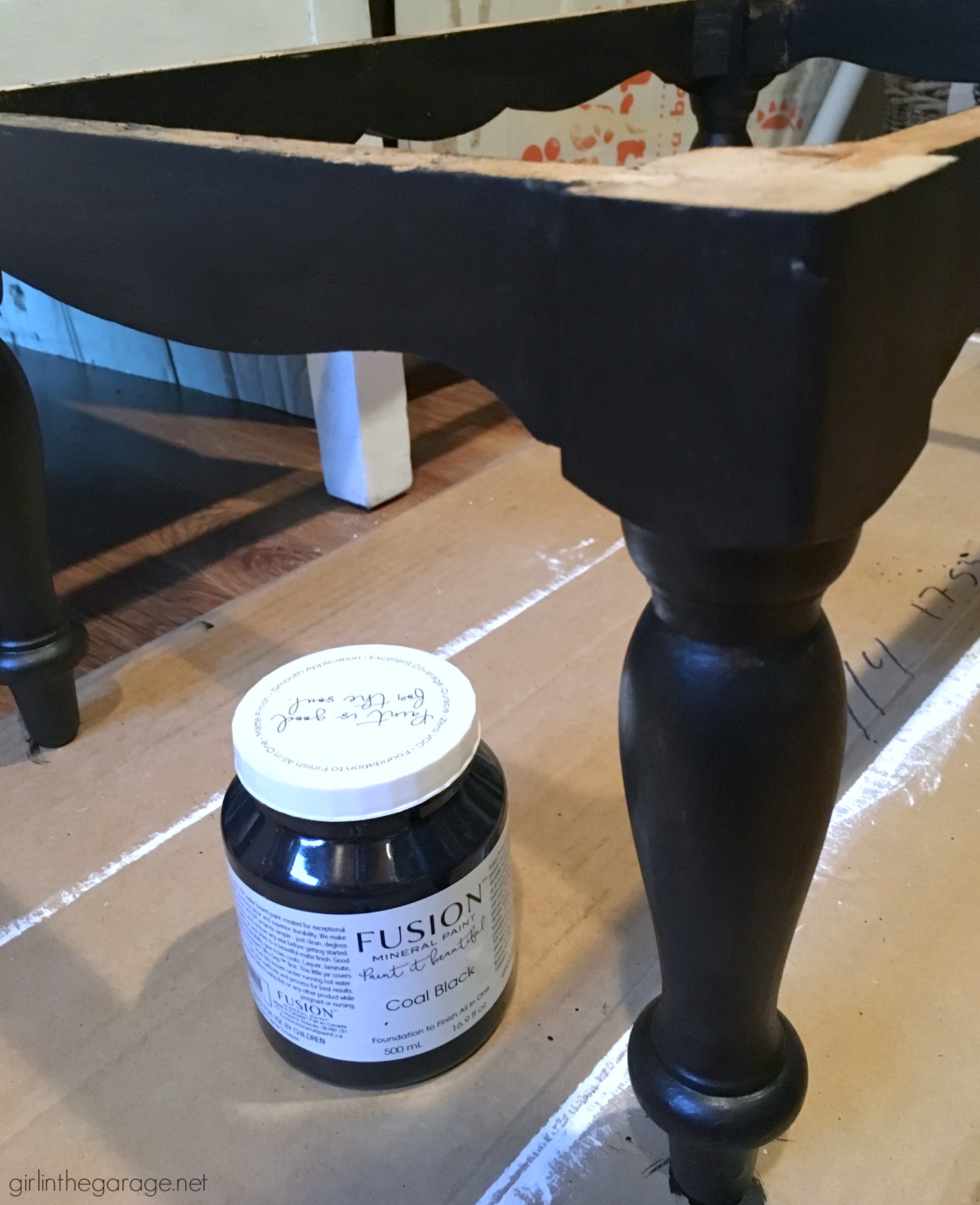 Thrifted repurposed footstool makeover to DIY lap table - How to make a planked table top - How to whitewash the easy way - by Girl in the Garage