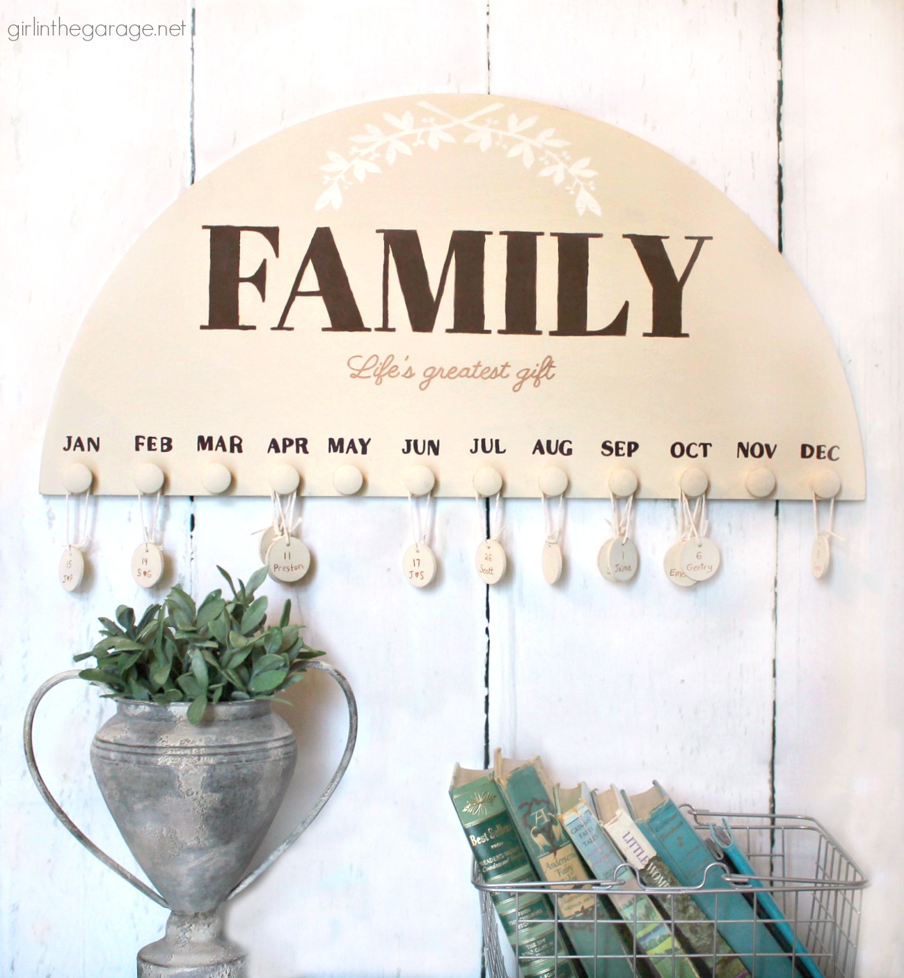 Thrifted art to DIY family birthday calendar - Remember important dates with a keepsake wall calendar - Step by step tutorial by Girl in the Garage