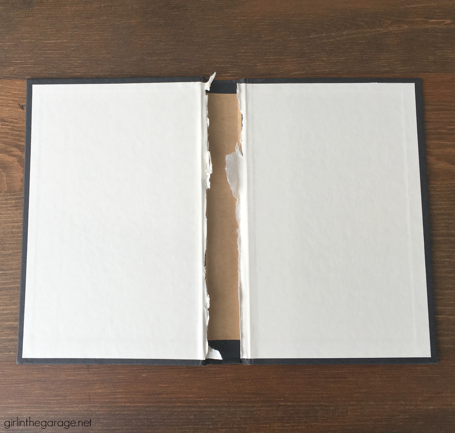 Repurposed book cover into a storage box- tutorial by Girl in the Garage