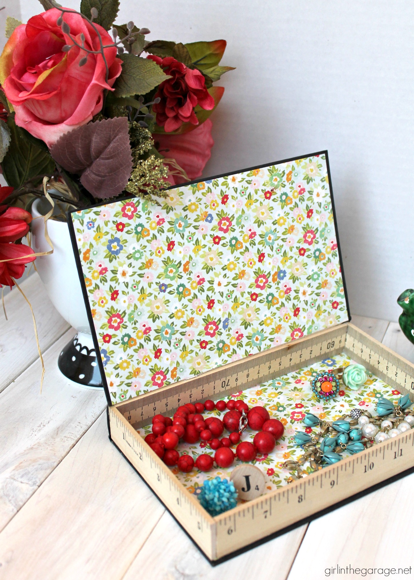 Repurposed book cover into a storage box- tutorial by Girl in the Garage