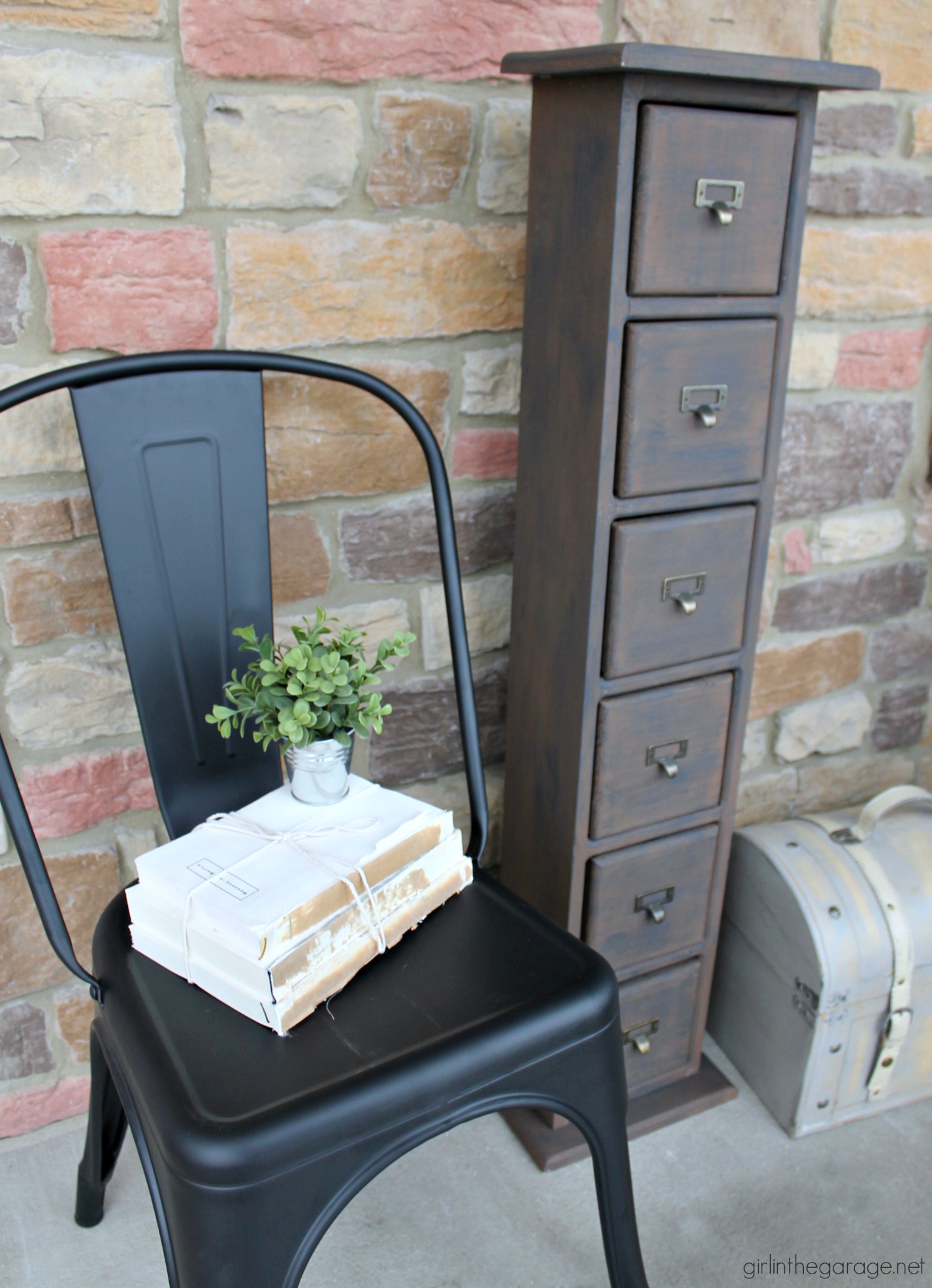 If you want the stained look, but can't have it. Learn how to paint furniture to look like stain. Plus: A card catalog makeover with this faux stain finish! By Girl in the Garage