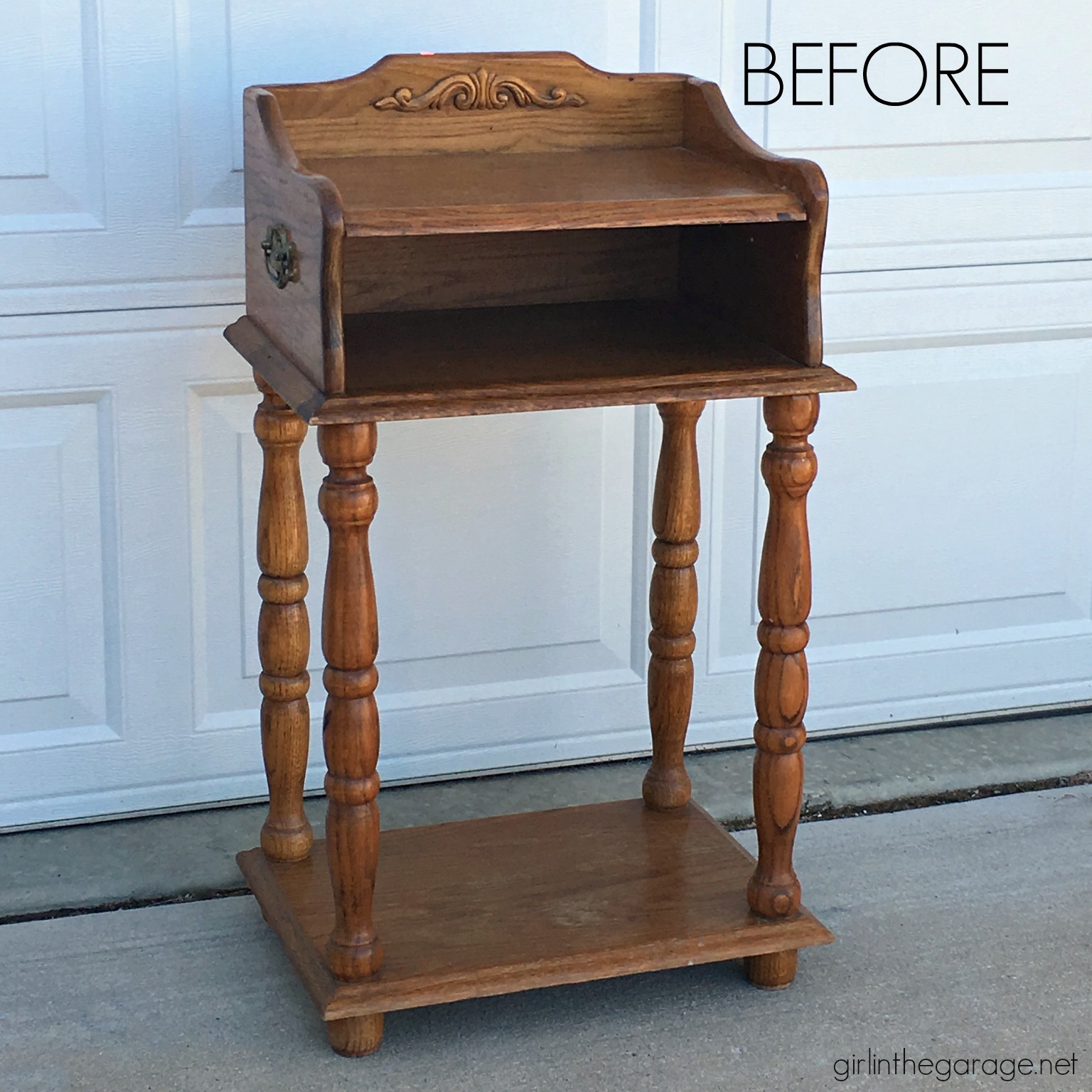 Updated telephone table painted in pink Chalk Paint - by Girl in the Garage