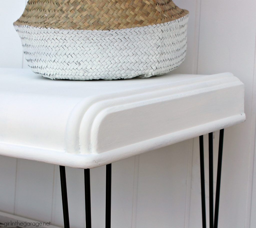 Repurposed cedar chest lid to modern farmhouse bench - DIY tutorial by Girl in the Garage