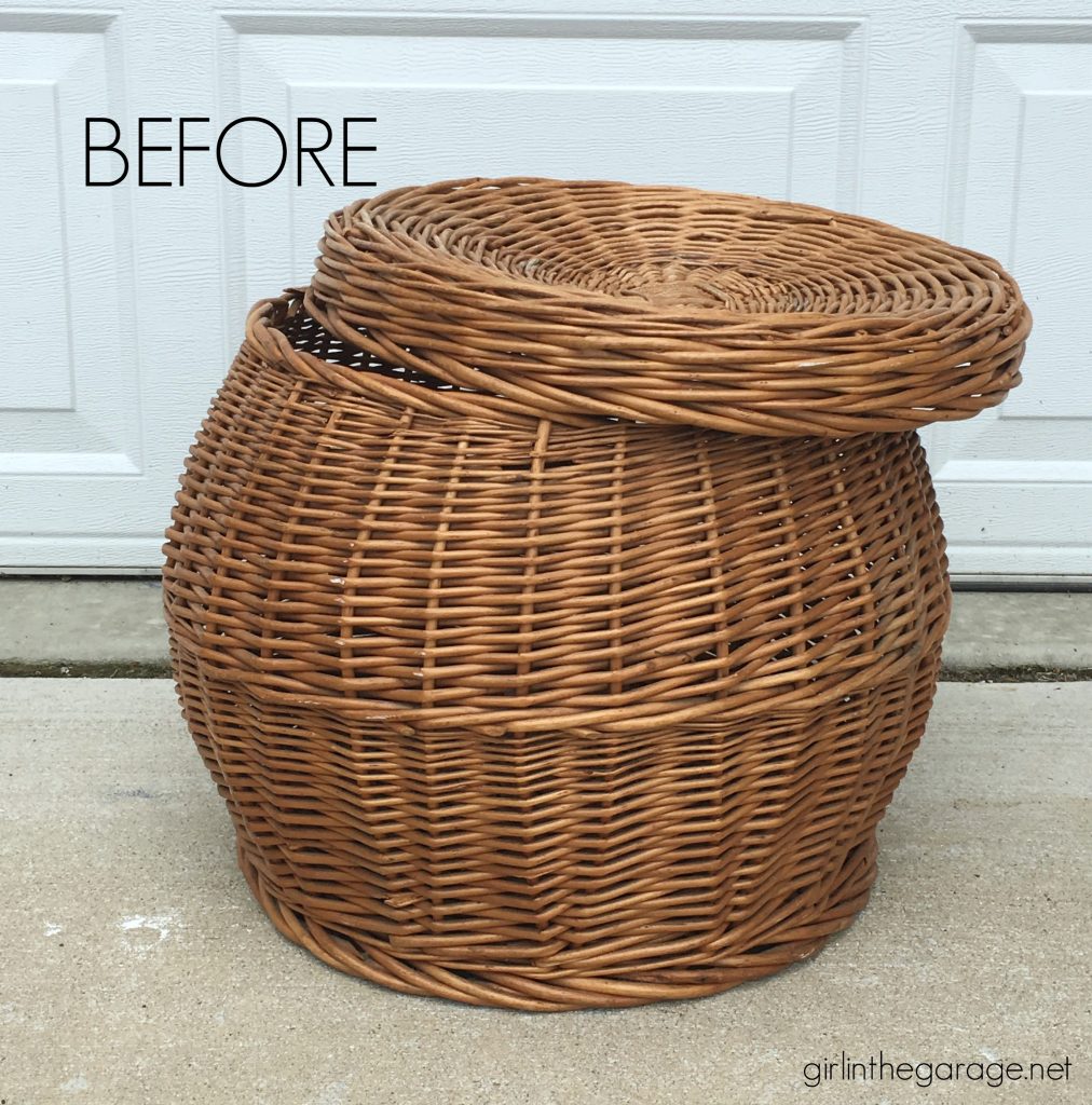 How to paint a wicker basket - Easy thrift store boho chic basket makeover with Chalk Paint - DIY tutorial by Girl in the Garage