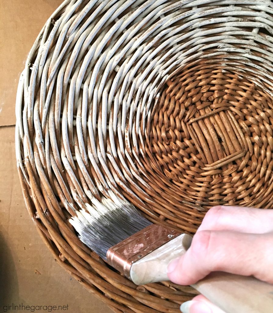 How to paint a wicker basket - Easy thrift store boho chic basket makeover with Chalk Paint - DIY tutorial by Girl in the Garage