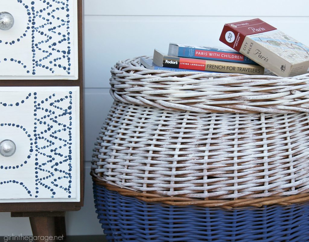 How to paint a wicker basket - Easy thrift store boho chic basket makeover with Chalk Paint - DIY tutorial by Girl in the Garage