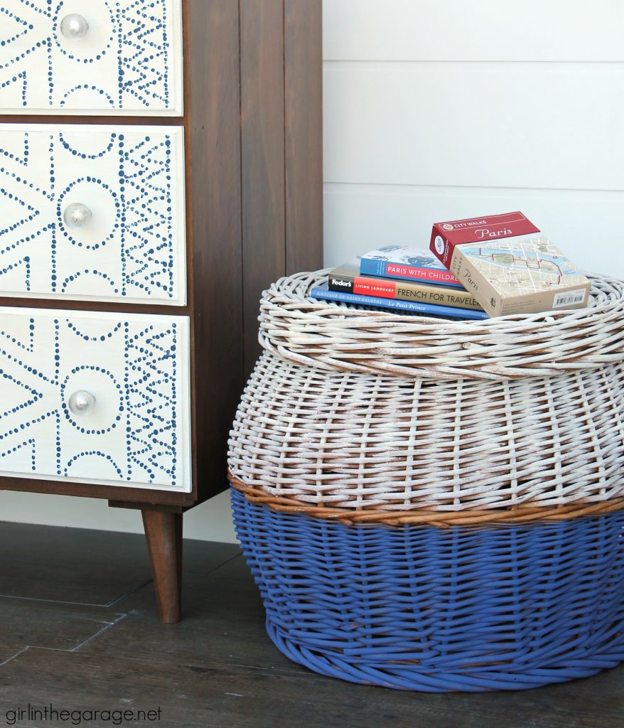 How to paint a wicker basket - Easy thrift store boho chic basket makeover with Chalk Paint - DIY tutorial by Girl in the Garage