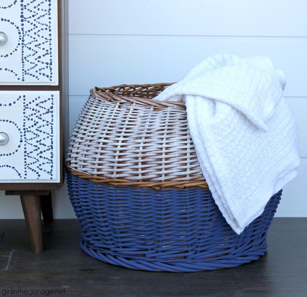 How to paint a wicker basket - Easy thrift store boho chic basket makeover with Chalk Paint - DIY tutorial by Girl in the Garage