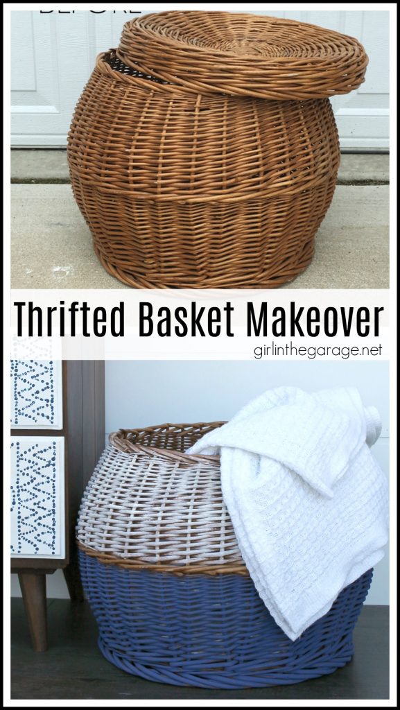 How to paint a wicker basket - Easy thrift store boho chic basket makeover with Chalk Paint - DIY tutorial by Girl in the Garage