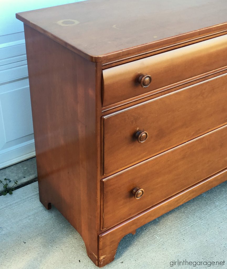 Chic DIY striped floral dresser makeover - Trash to treasure project by Girl in the Garage