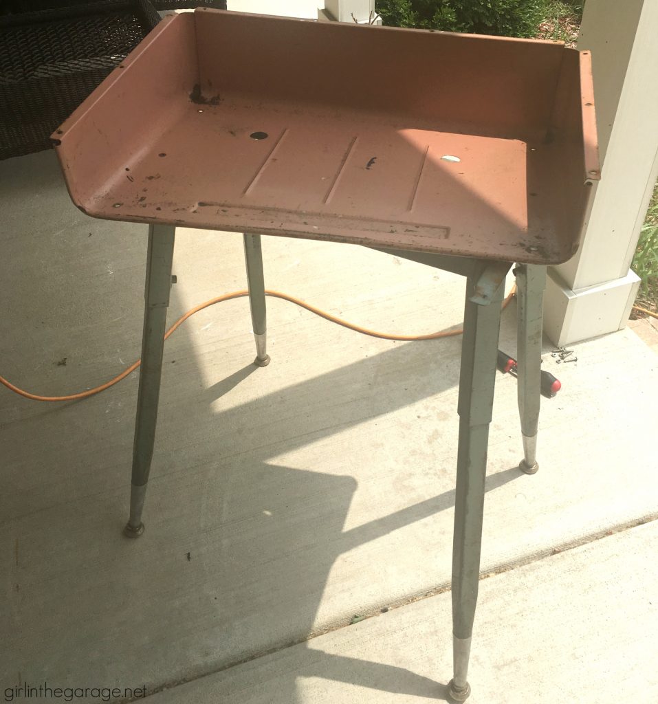 How to paint a vintage metal desk makeover tutorial - Girl in the Garage