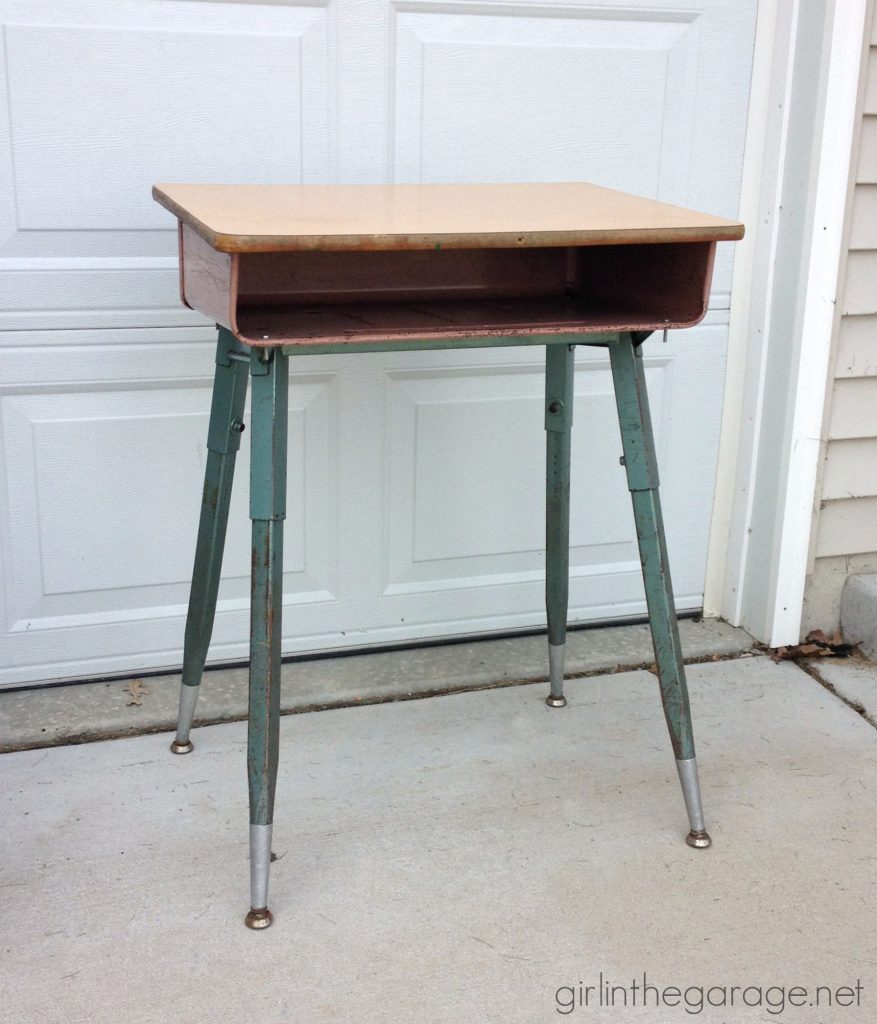 Green & Gold Thrifted Office Desk Makeover