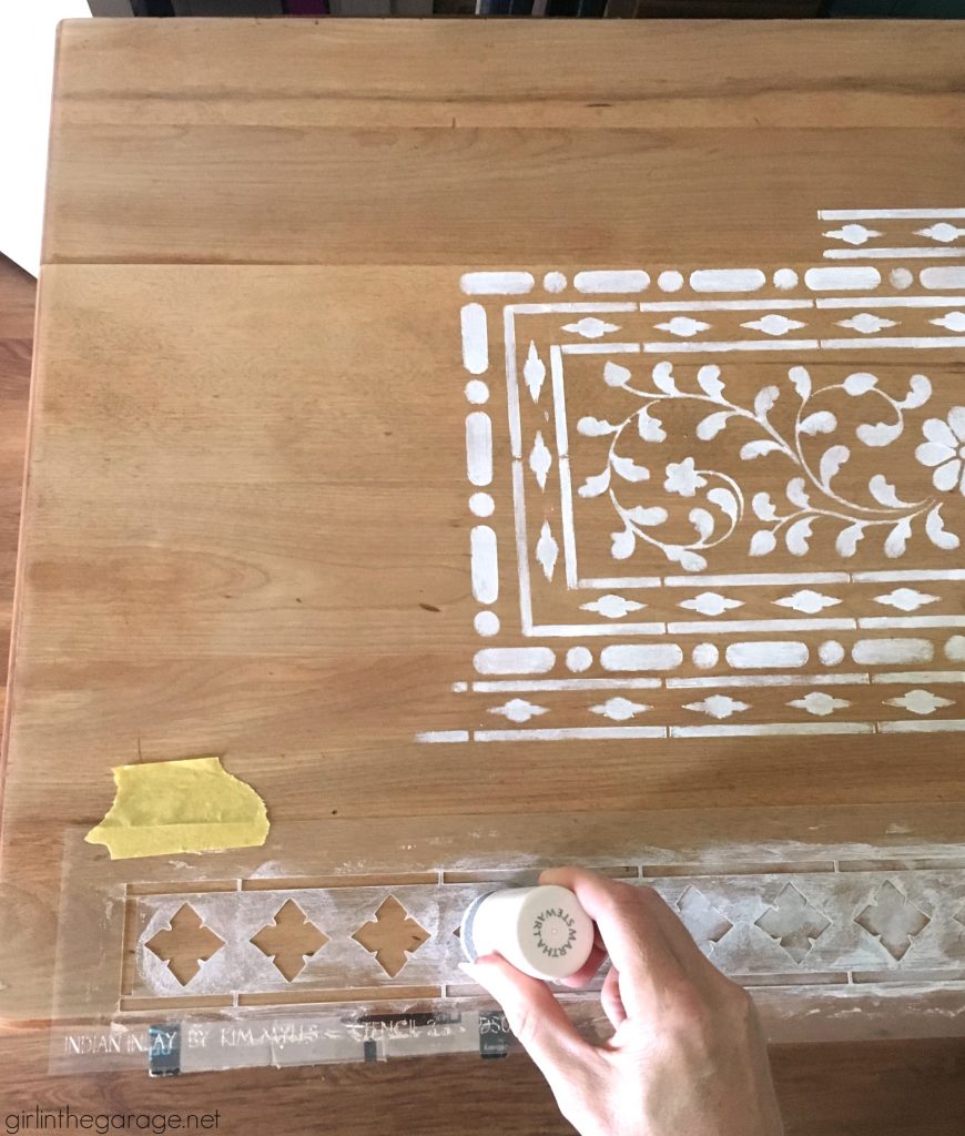 How to Stencil Bone Inlay Furniture - Girl in the Garage®