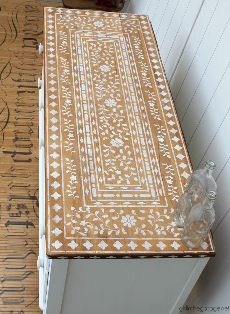 How To Stencil Bone Inlay Furniture Girl In The Garage