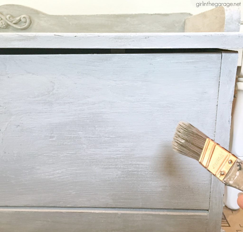 Giverny Chalk Paint Chest Makeover with White Wax - Artsy Chicks Rule®