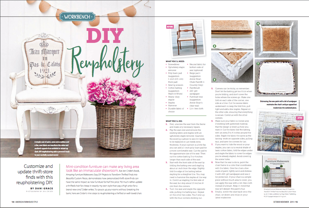 American Farmhouse Style Magazine - Oct/Nov 2019 - Amazing Furniture Makeovers feature by Girl in the Garage