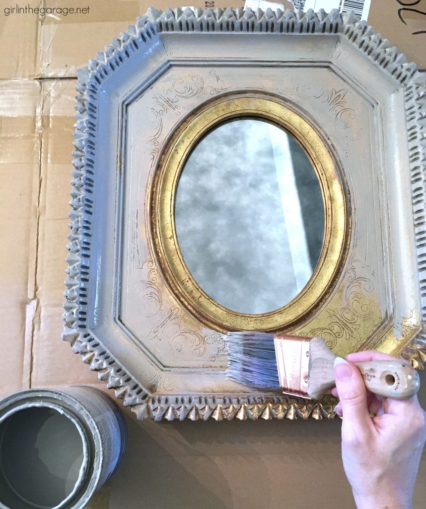 Vintage painted mirror makeover with Chalk Paint layers - Girl in the Garage