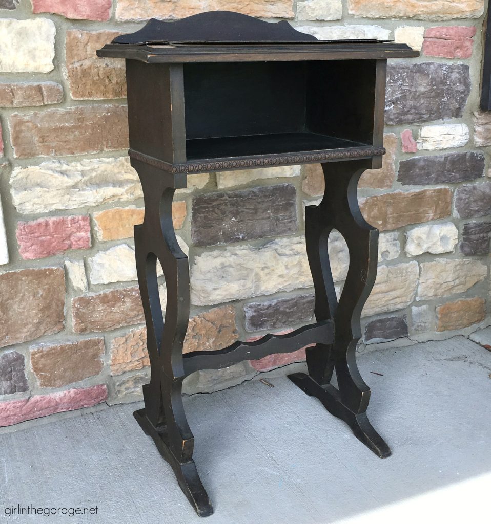 Damaged antique? How to remove and repair cracked veneer on antique table. Plus how to paint and distress (the right way). Tutorial by Girl in the Garage