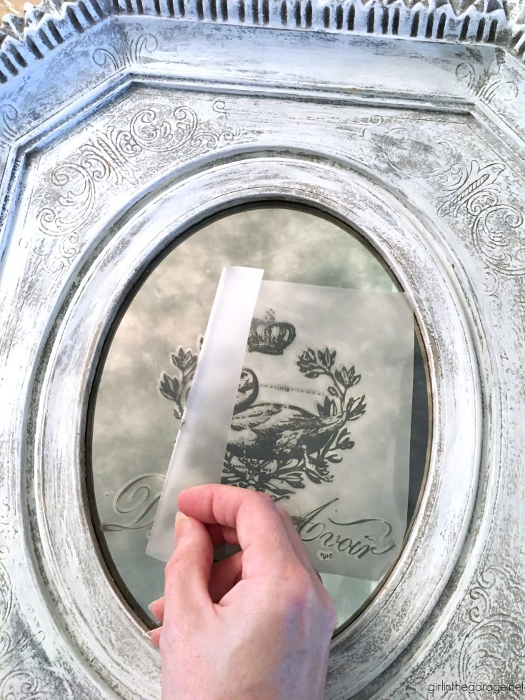 Painted Mirror Makeover with Image Transfer Girl in the Garage®