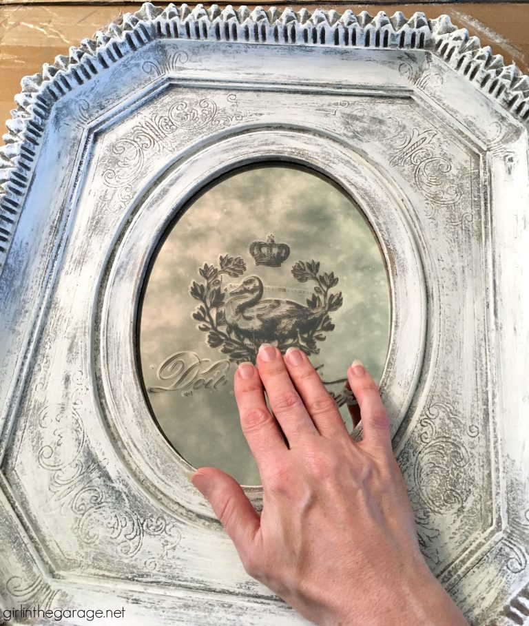 Painted Mirror Makeover with Image Transfer Girl in the Garage®