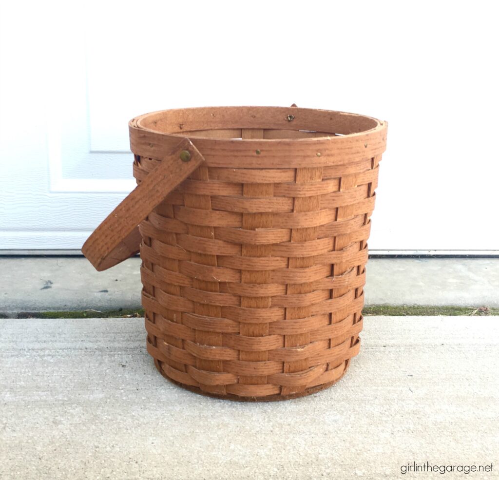 Repurposed basket makeover to Christmas tree collar by Girl in the Garage