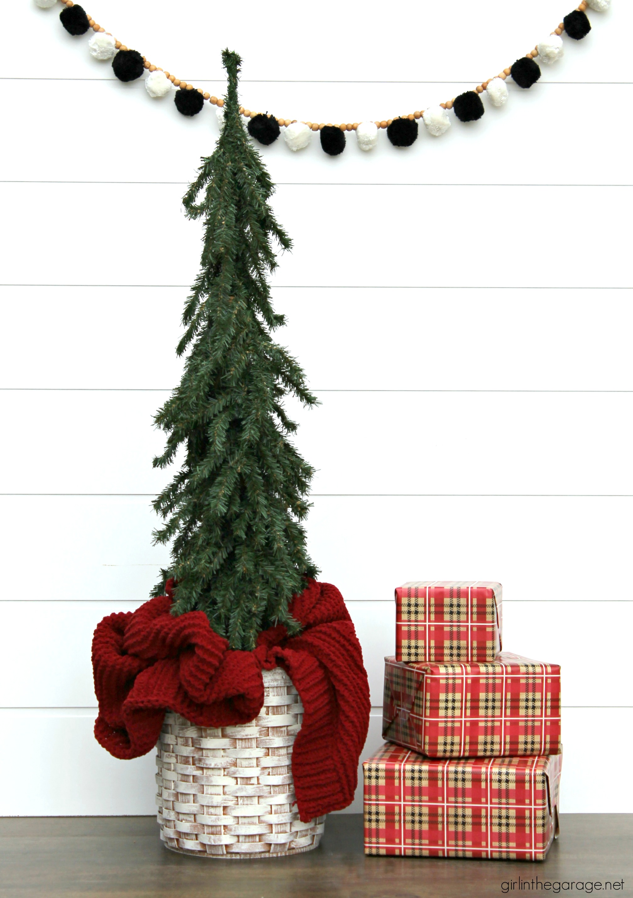 Easy DIY Christmas Tree Basket Stand - Girl in the Garage