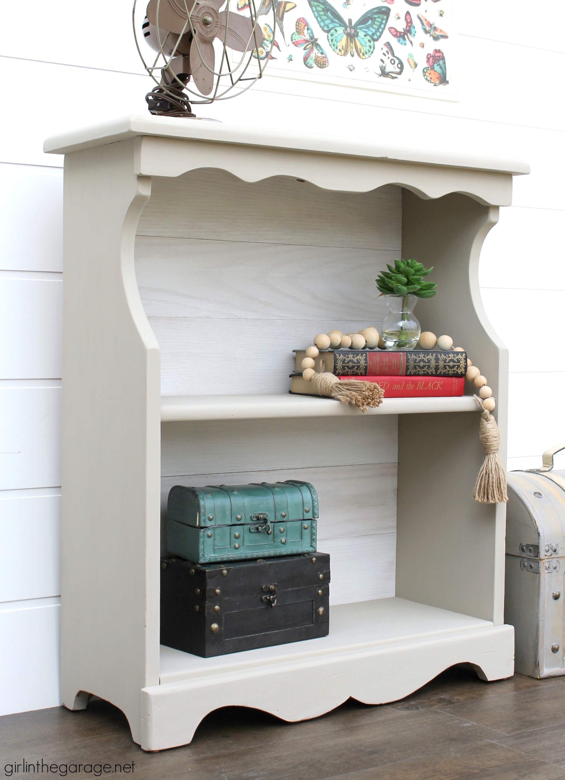 How to Whitewash Wood Planks for a Bookcase Makeover