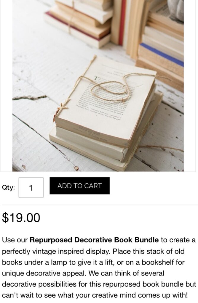 Repurposed book stack for sale online