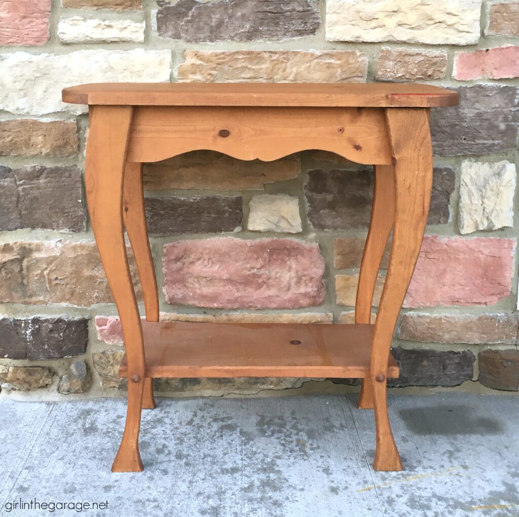 How to stencil a table and give it a black wood stain look with furniture wax - Girl in the Garage