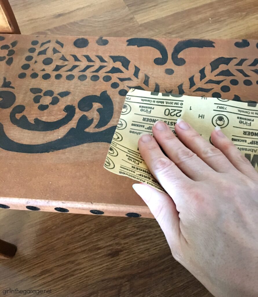 How to stencil a wood table - by Girl in the Garage