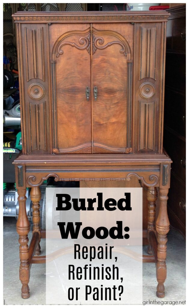 What is burled wood furniture and should I fix or paint it? Advice by Girl in the Garage