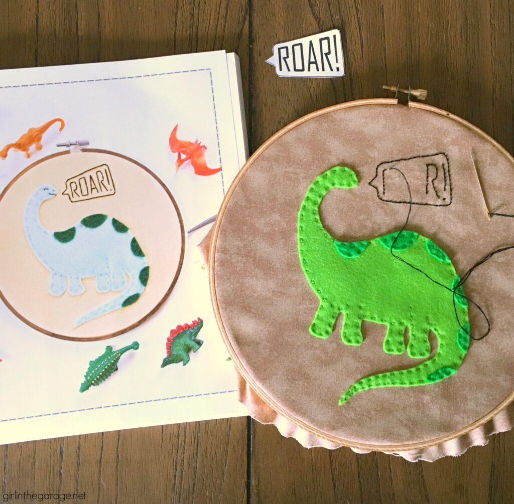 Learn how to make easy and adorable felt embroidery wall art - whimsical creatures, flowers and plants, food, household items, and quotes. Fun for kids too! Projects by Girl in the Garage