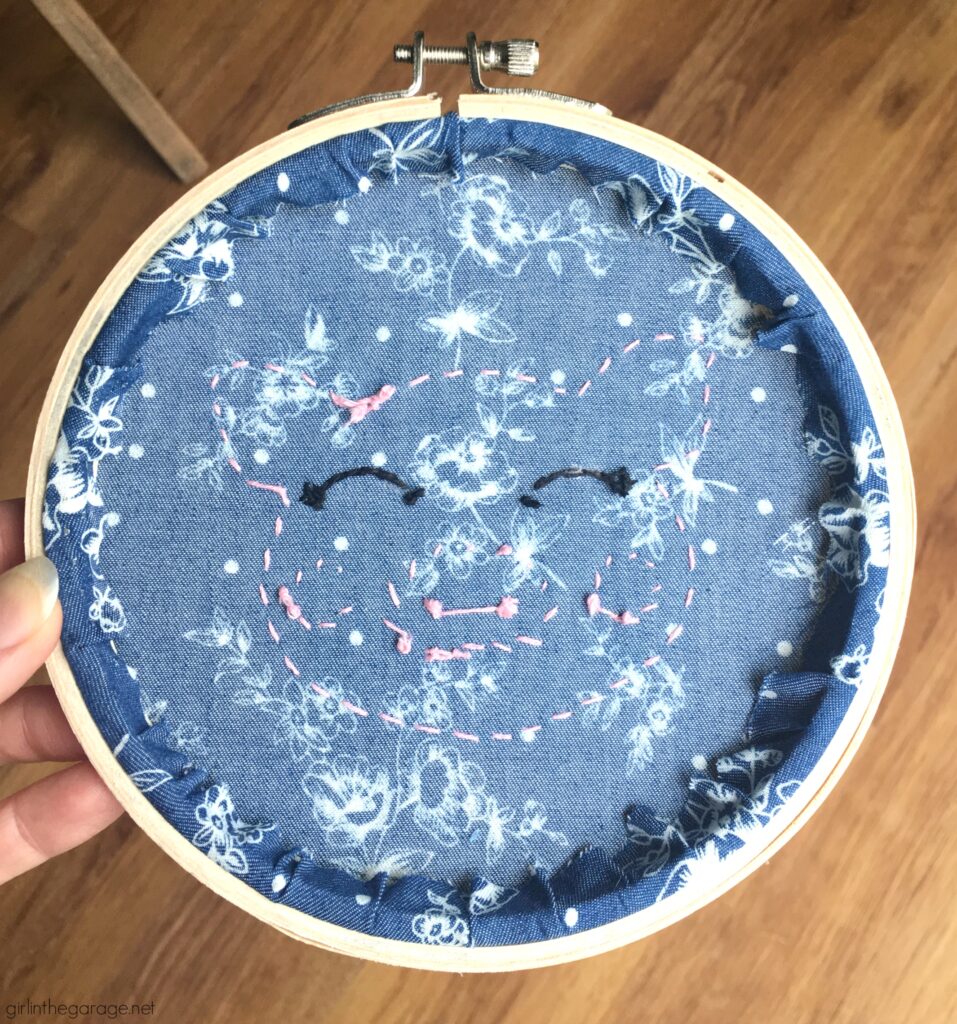 How to finish an embroidery hoop - Girl in the Garage