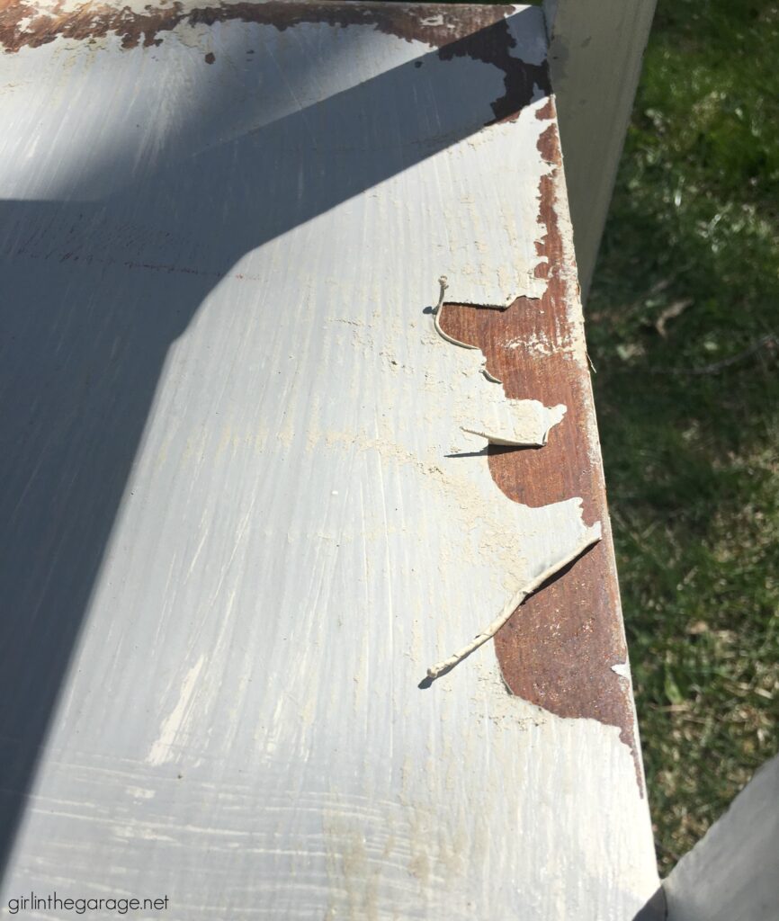 How to remove paint from wood furniture - Tutorial by Girl in the Garage