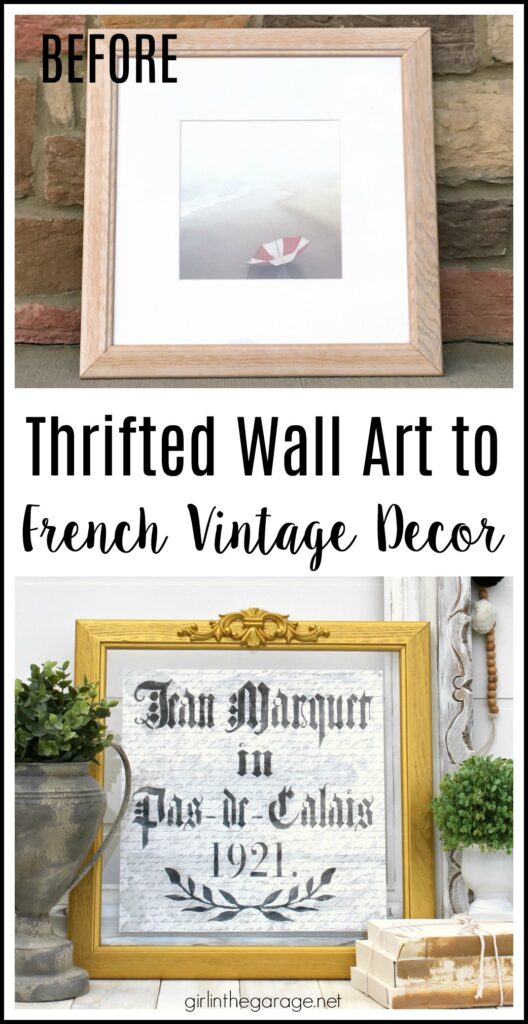 Thrifted repurposed wall art to DIY vintage French decor - Upcycled decor and furniture makeover ideas by Girl in the Garage