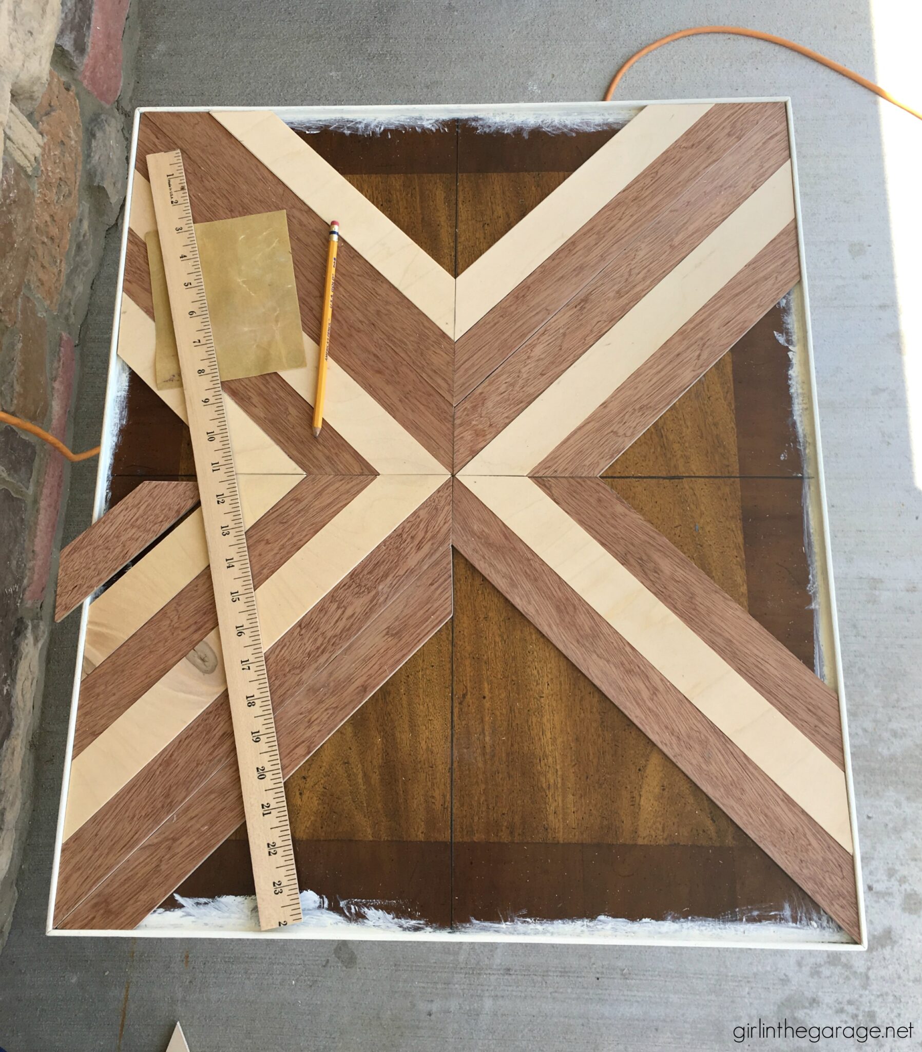 DIY Wood Mosaic Table Top - Girl in the Garage®