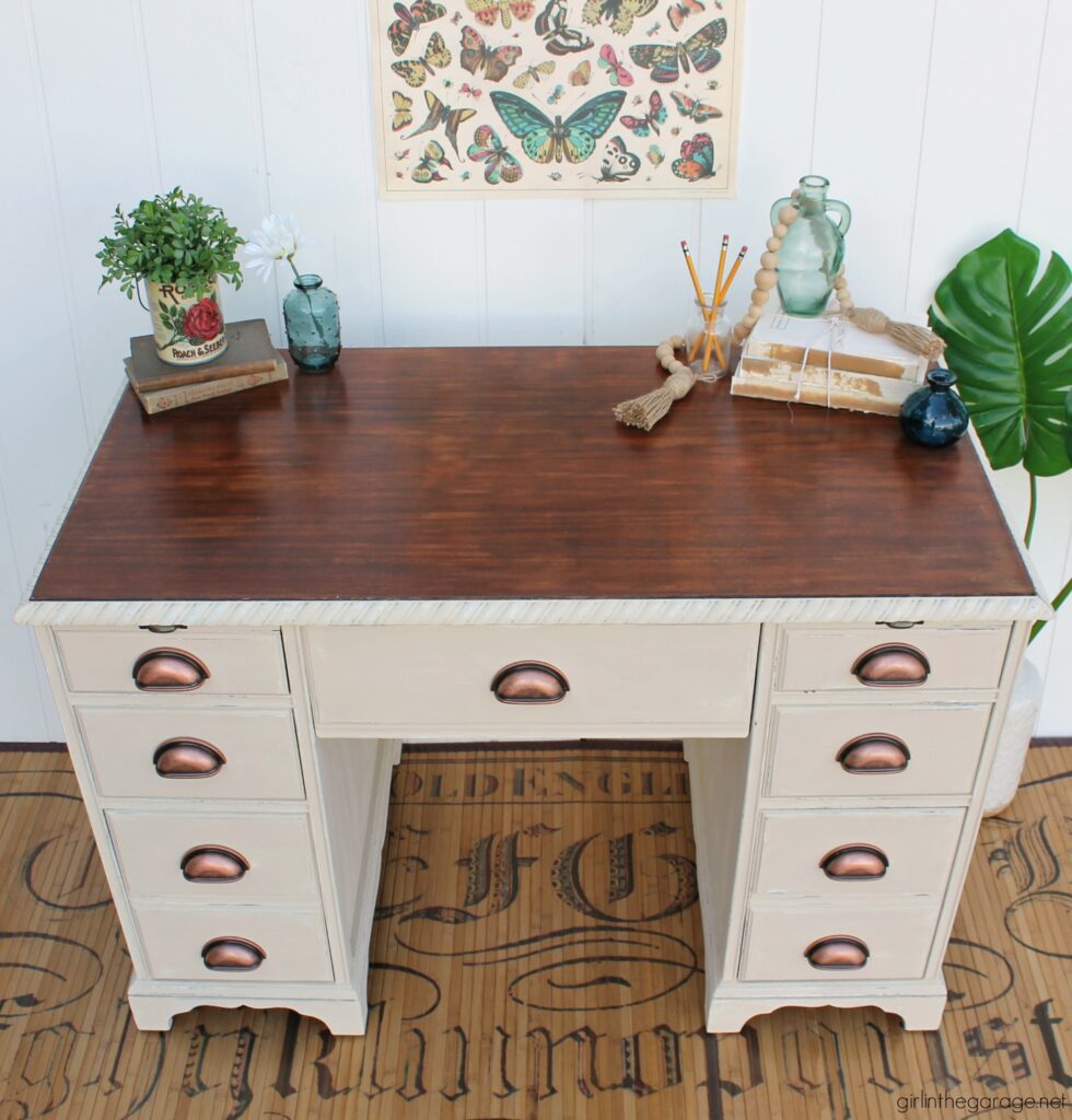 How to Chalk Paint a Desk Girl in the Garage