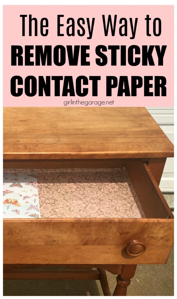 Do your drawers have old contact paper stuck inside? Discover how to remove contact paper the easy way. DIY painted furniture ideas by Girl in the Garage