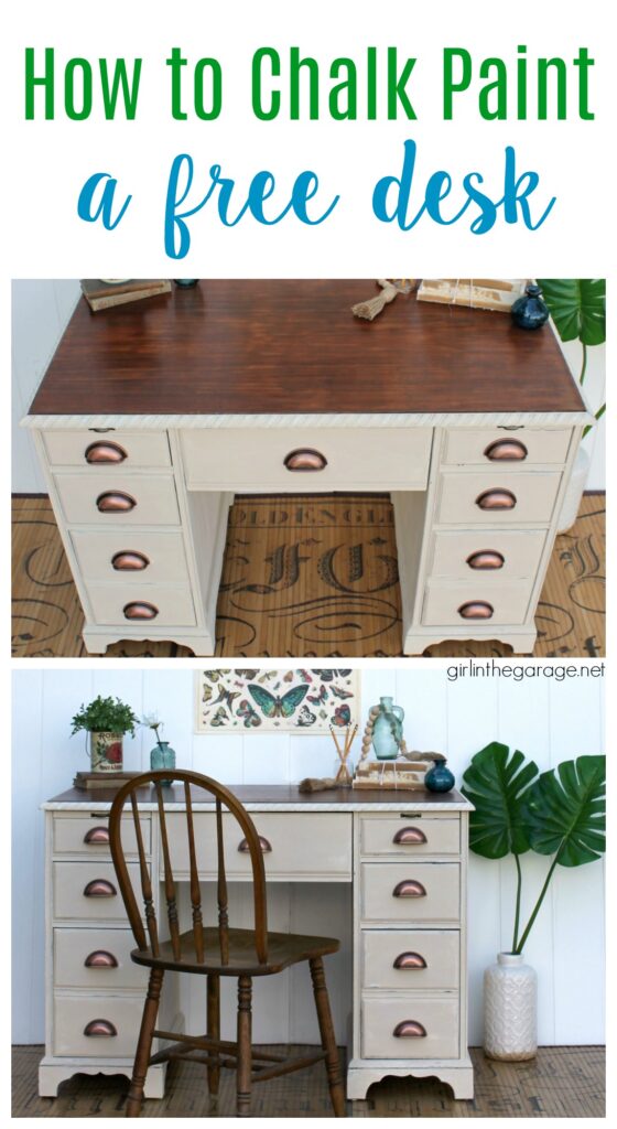 How to Chalk Paint a Desk Girl in the Garage