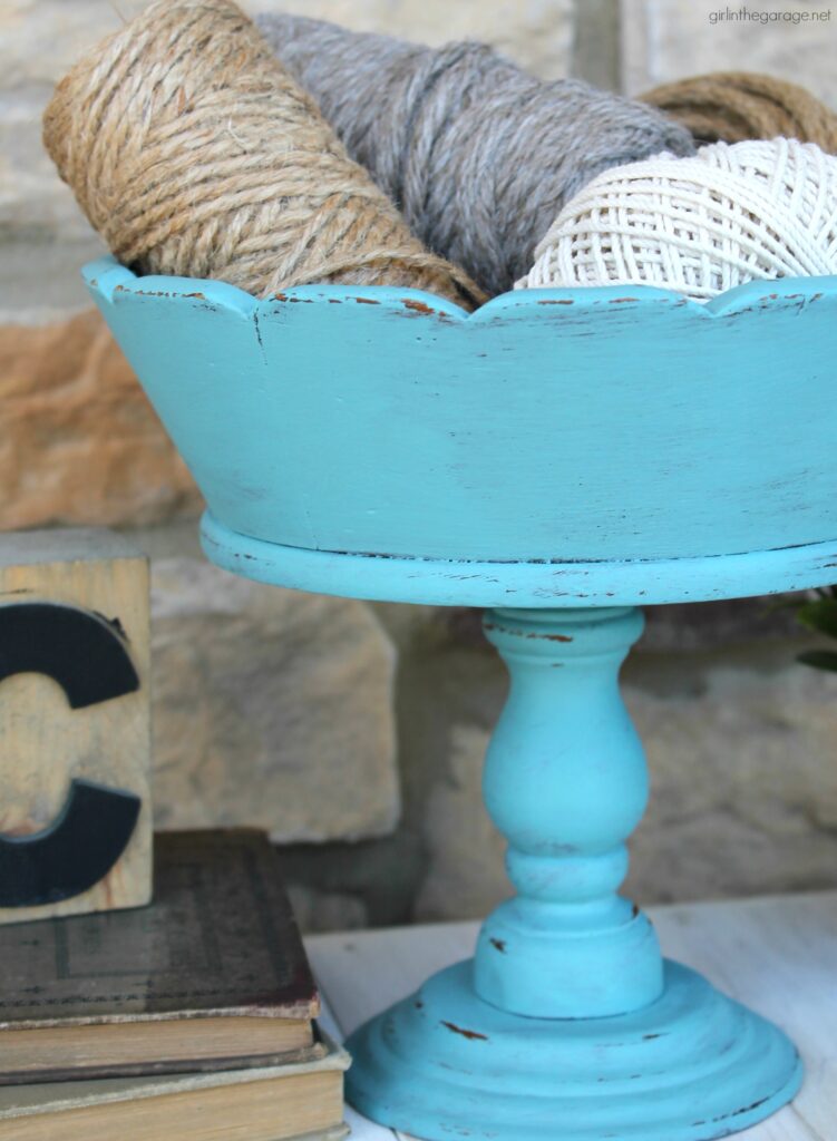 How to Chalk Paint a Wooden Bowl. Save money with these clever thrifted home decor ideas by Girl in the Garage