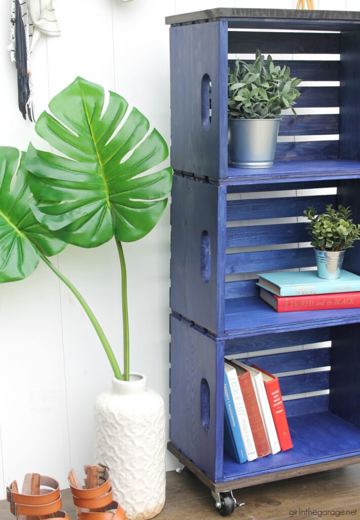 Wooden crates store bookshelf