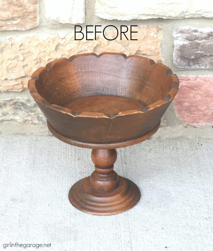 How to Chalk Paint a Wooden Bowl. Save money with these clever thrifted home decor ideas by Girl in the Garage