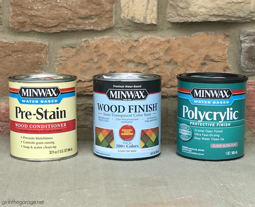 How to build a wooden crate bookshelf and properly prepare, stain, and protect it with Minwax products. DIY makeover ideas by Girl in the Garage. #ad