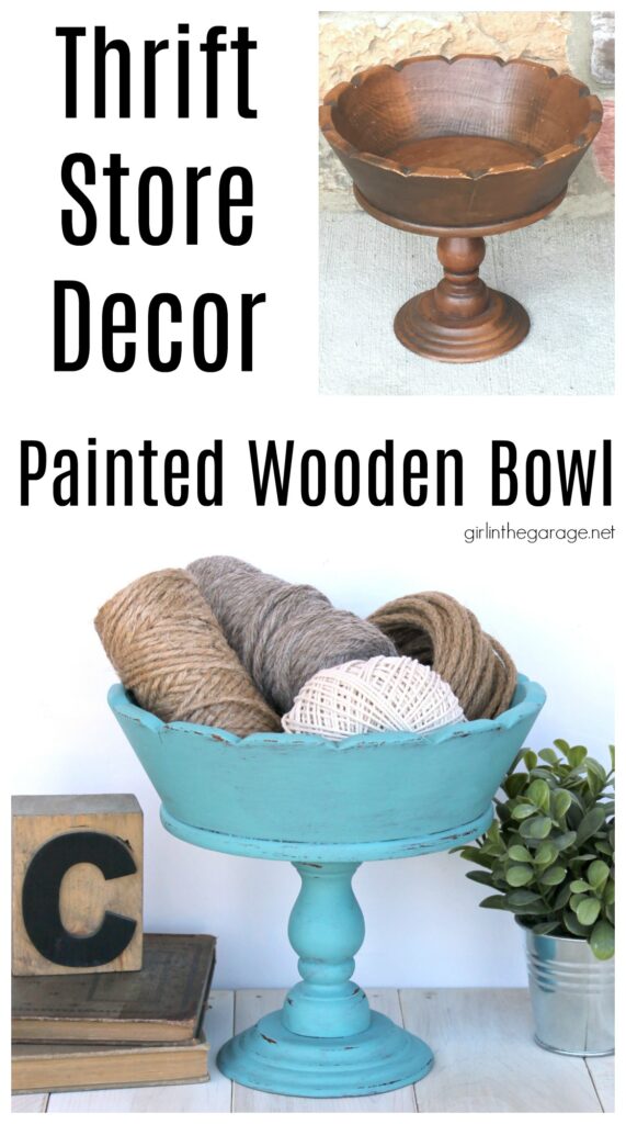 How to Chalk Paint a Wooden Bowl. Save money with these clever thrifted home decor ideas by Girl in the Garage