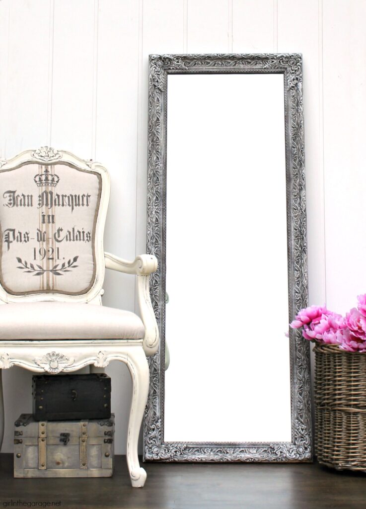 Learn how painting a mirror frame with Chalk Paint can give you a beautiful new look on a budget. See how two vintage mirrors were updated easily! DIY makeover ideas by Girl in the Garage