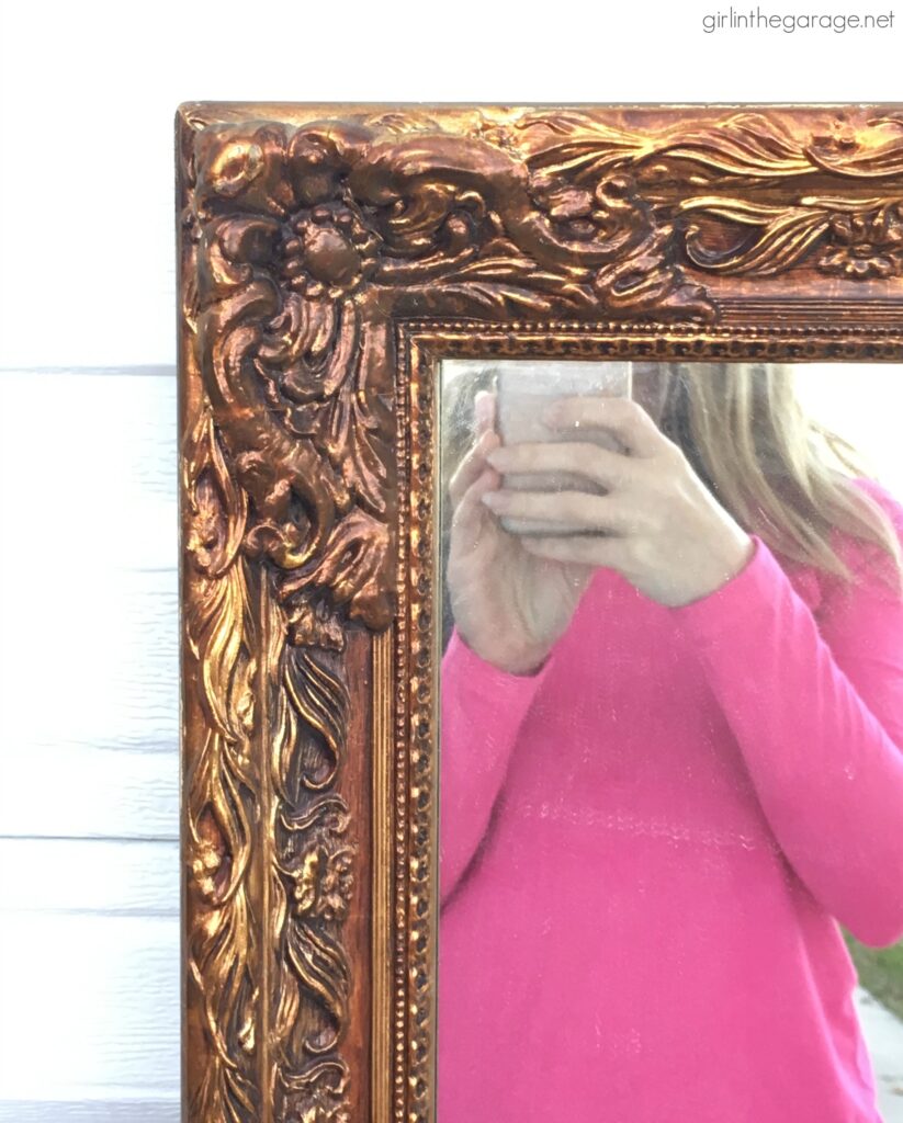 Learn how painting a mirror frame with Chalk Paint can give you a beautiful new look on a budget. See how two vintage mirrors were updated easily! DIY makeover ideas by Girl in the Garage