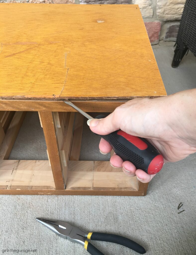 Learn how to stain wood in this refinished card catalog tutorial with Minwax products. #ad DIY makeover ideas by Girl in the Garage