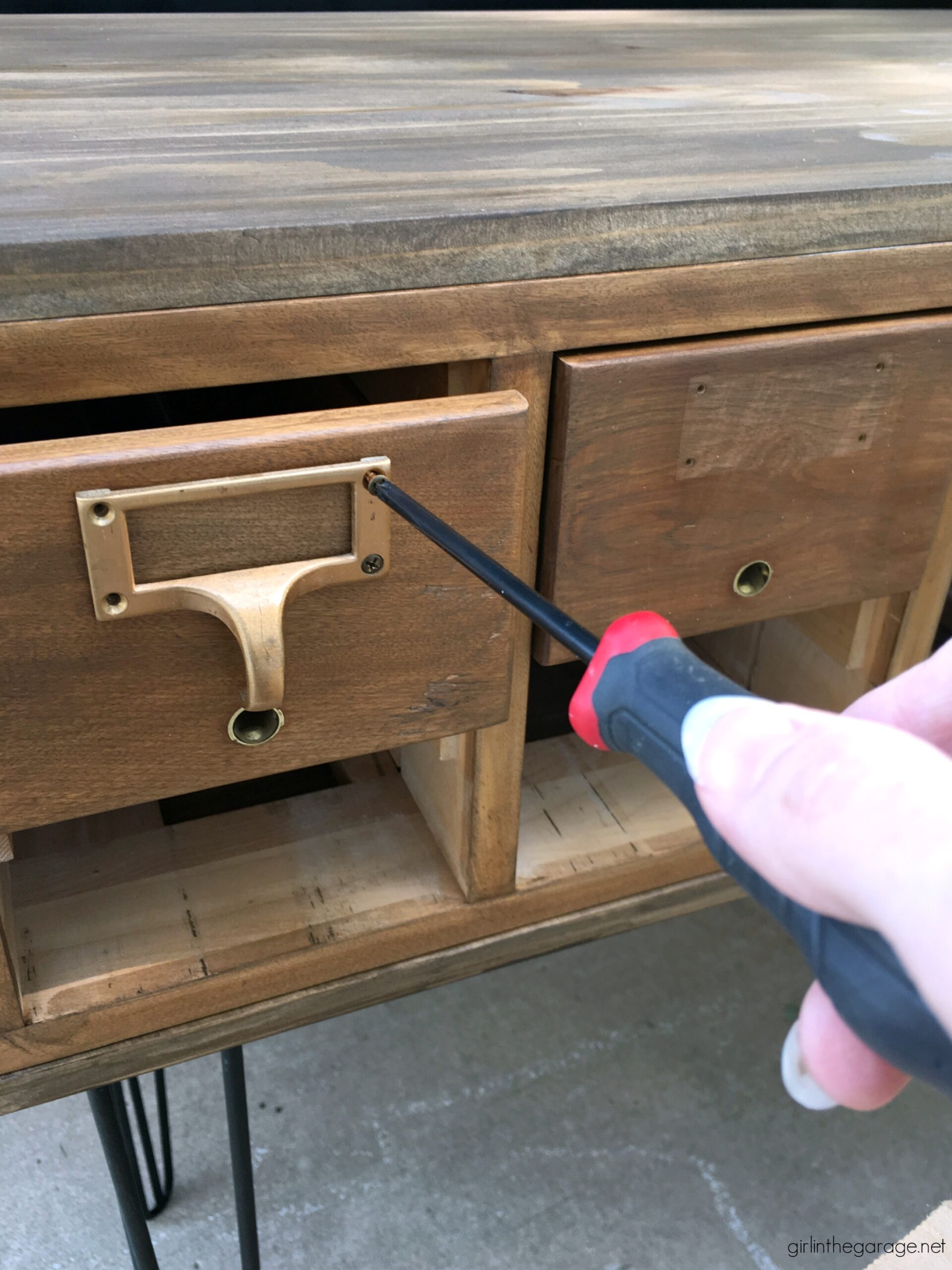 How to Stain Wood Refinished Card Catalog Girl in the Garage®